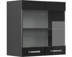 Vicco R-Line Glazen keukenkast – 60 cm Zwart hoogglans