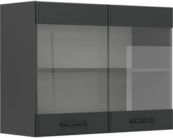 Vicco R-Line Glazen keukenkast – 80 cm Antraciet landhuis
