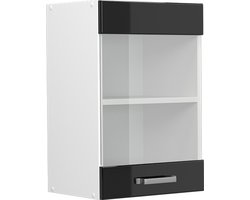 Vicco R-Line Hangkast – 40 cm met glazen deur Zwart hoogglans