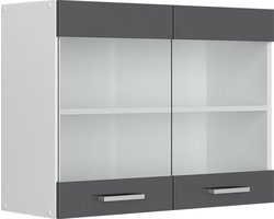 Vicco R-Line Hangkast – 80 cm met glazen deuren Antraciet Hoogglans
