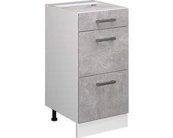 Vicco R-Line Keuken Keukenonderkast – 40 cm met laden, zonder werkblad Beton met laden, zonder werkblad