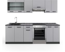 Vicco R-Line Keukenblok – 240 cm, WB Antraciet Grijs/antraciet