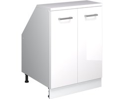 Vicco R-Line Keukenkast voor schuine wand – 60 cm met 2 deuren, kastromp 60 cm diepte Wit Hoogglans