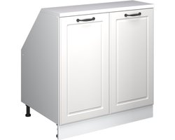 Vicco R-Line Keukenkast voor schuine wand – 80 cm met 2 deuren, kastromp 60 cm diepte Wit Landhuis