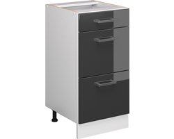 Vicco R-Line Keukenonderkast – 40 cm met laden, zonder werkblad Antraciet Hoogglans