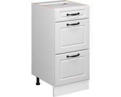 Vicco R-Line Keukenonderkast – 40 cm met laden, zonder werkblad Wit Landhuis
