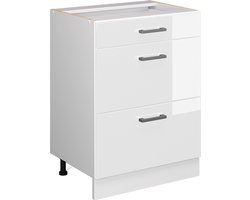 Vicco R-Line Keukenonderkast – 60 cm met laden, zonder werkblad Wit Hoogglans