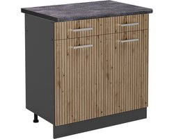 Vicco R-Line Keukenonderkast – 80 cm, WB Antraciet Artisanaal eiken
