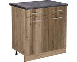 Vicco R-Line Keukenonderkast – 80 cm, WB Antraciet Artisanaal eiken