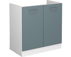 Vicco R-Line Onderkast voor gootsteen – 80 cm met deuren, zonder werkblad Blauw-grijs