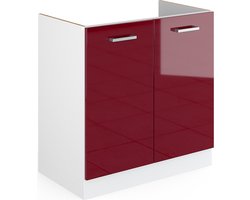 Vicco R-Line Onderkast voor gootsteen – 80 cm met deuren, zonder werkblad Bordeauxrode hoogglans