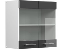 Vicco R-Line Universele hangkast – 60 cm met glazen deuren Antraciet Hoogglans met glazen deuren