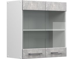 Vicco R-Line Universele hangkast – 60 cm met glazen deuren Beton met glazen deuren