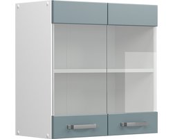 Vicco R-Line Universele hangkast – 60 cm met glazen deuren Blauw-grijs