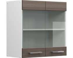 Vicco R-Line Universele hangkast – 60 cm met glazen deuren Grijs met glazen deuren