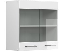 Vicco R-Line Universele hangkast – 60 cm met glazen deuren Wit Hoogglans met glazen deuren