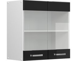 Vicco R-Line Universele hangkast – 60 cm met glazen deuren Zwart hoogglans met glazen deuren