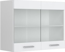 Vicco R-Line Universele hangkast – 80 cm met glazen deuren Wit Hoogglans met glazen deuren