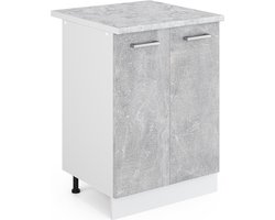 Vicco R-Line Universele onderkast – 60 cm met deuren, met werkblad Beton met deuren, met werkblad