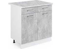 Vicco R-Line Universele onderkast – 80 cm met laden en deuren, met werkblad Beton