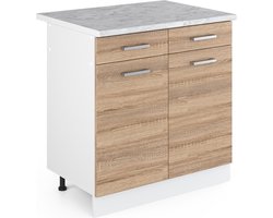 Vicco R-Line Universele onderkast – 80 cm met laden en deuren, met werkblad Sonoma