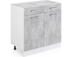 Vicco R-Line Universele onderkast – 80 cm met laden en deuren, zonder werkblad Beton