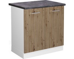 Vicco R-Line Wastafelkast – 80 cm, WB Antraciet Artisanaal eiken