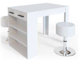 Vicco Repose Eettafel set – 67 x 100 cm met 2 krukken Wit