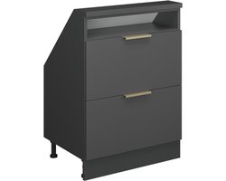 Vicco Rion Kast voor schuine wand – 60 x 81.6 cm met 2 laden Antraciet-goud