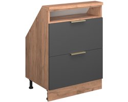 Vicco Rion Kast voor schuine wand – 60 x 81.6 cm met 2 laden Antraciet-goud