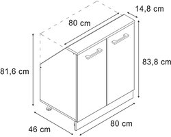 Vicco Rion Kast voor schuine wand – 80 x 81.6 cm met 2 deuren Antraciet-goud