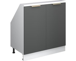 Vicco Rion Kast voor schuine wand – 80 x 81.6 cm met 2 deuren Antraciet-goud