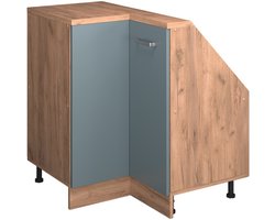 Vicco Rion Kast voor schuine wand Hoekkast – 75.6 x 81.6 cm met 1 deur Blauw-grijs/gouden eik
