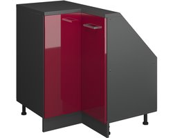 Vicco Rion Kast voor schuine wand Hoekkast – 75.6 x 81.6 cm met 1 deur Rood hoogglans/antraciet