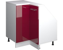 Vicco Rion Kast voor schuine wand Hoekkast – 75.6 x 81.6 cm met 1 deur Rood hoogglans/wit