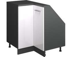 Vicco Rion Kast voor schuine wand Hoekkast – 75.6 x 81.6 cm met 1 deur Wit hoogglans/antraciet