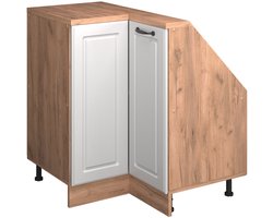 Vicco Rion Kast voor schuine wand Hoekkast – 75.6 x 81.6 cm met 1 deur Wit landhuis/gouden eik