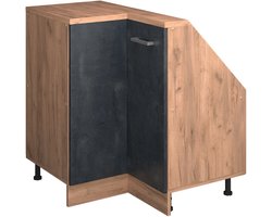 Vicco Rion Kast voor schuine wand Hoekkast – 75.6 x 81.6 cm met 1 deur Zwart beton/goud eiken