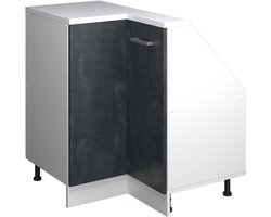 Vicco Rion Kast voor schuine wand Hoekkast – 75.6 x 81.6 cm met 1 deur Zwart beton/wit
