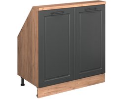 Vicco Rion Kast voor schuine wand – met 2 deuren Antraciet Landhuis/Goud Kraft Eik