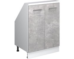 Vicco Rion Kast voor schuine wand – met 2 deuren Beton/Wit