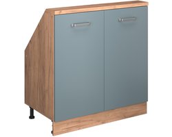 Vicco Rion Kast voor schuine wand – met 2 deuren Blauw-grijs/gouden eik