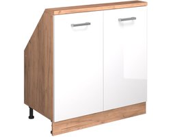 Vicco Rion Kast voor schuine wand – met 2 deuren Wit hoogglans/goud power eiken