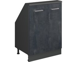 Vicco Rion Kast voor schuine wand – met 2 deuren Zwart beton/antraciet