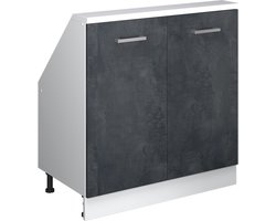 Vicco Rion Kast voor schuine wand – met 2 deuren Zwart beton/wit