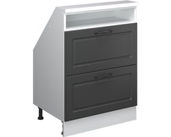 Vicco Rion Kast voor schuine wand – met 2 laden Antraciet landhuis/wit