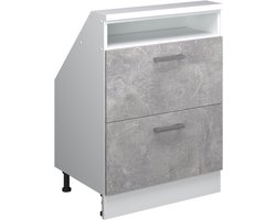 Vicco Rion Kast voor schuine wand – met 2 laden Beton/Wit