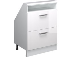 Vicco Rion Kast voor schuine wand – met 2 laden Wit hoogglans/wit