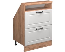 Vicco Rion Kast voor schuine wand – met 2 laden Wit landhuis/gouden eik