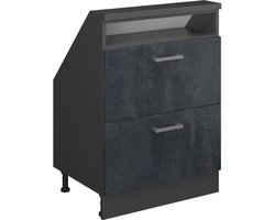 Vicco Rion Kast voor schuine wand – met 2 laden Zwart beton/antraciet